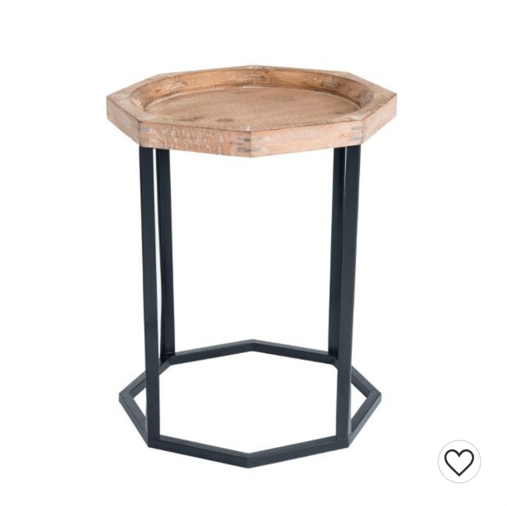 Grayson Wood and Metal Side Table Natural - Finch